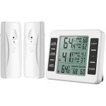 Thermometre r�frig�rateur avec alarme cong�lateur, thermom�tre int�rieur ext�rieur sans fil avec 2 capteurs, ...