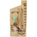 Thermom�tre de sauna sablier 15 minutes avec support murale, indicateur de temp�rature 0 � 140�c en bois ...