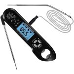 Thermom�tre � viande, thermom�tre alimentaire � lecture instantan�e avec double sonde, �cran lcd r�tro�clair�, ...