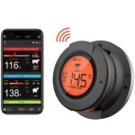 Thermom�tre � viande connect�, 2 sondes, port�e 50 m, bluetooth 4. 2, application, �tanch�it� ip64, fumoir ...