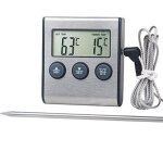 Thermom�tre � viande num�rique magn�tique 'kitchen' avec minuterie, pile incluse noir argent - thermom�tre ...
