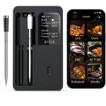 Thermom�tre � viande sans fil wifi avec 2 sondes, compatible avec les fours, les friteuses, les po�les, ...