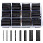 Thermor�tractable 650pcs tube thermor�tractable noir 8 tailles ratio 2:1 gaine thermo retractable kit, ...