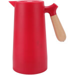 Thermos caf� 1l isolation 12h avec bec verseur et poign�e bois pour maison camping randonn�e rouge