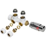 Thermostat radiateur kit raccordement espacement tuyau connexion central 50 mm - couleur blanc - design ...