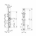 Thirard - boitier de serrure encastrable � cylindre pour menuiserie m�tallique, axe 16. 5mm, bouts carr�s, ...