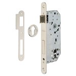 Boitier de serrure encastrable  cylindre pour porte d'entre, axe 50mm, bouts ronds - thirard