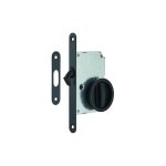Serrure encastrable  crochet  condamnation pour porte coulissante, axe 50mm, bouts ronds, noir - thirard ...