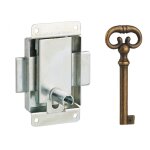 Serrure de meuble en applique pour porte d'ameublement, axe 20mm, 40x50mm, zingu�, 1 cl� - thirard