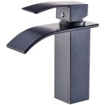 Saniverre - tibre robinet mitigeur bec plat en cascade noir brossé - salle de bain Saniverre - tibre robinet mitigeur bec plat en cascade noir brossé - salle de bain
