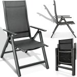 Tillvex chaise de jardin haut de gamme, 1 pice, anthracite, pliable, en aluminium chaise  dossier haut ...