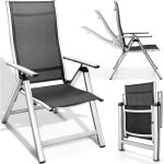Tillvex chaise de jardin haut de gamme, 1 pièce, argentée, pliable, en aluminium chaise à dossier haut ... Tillvex chaise de jardin haut de gamme, 1 pièce, argentée, pliable, en aluminium chaise à dossier haut ...