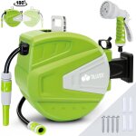 Tillvex enrouleur de tuyau d'arrosage 15 + 2m vert pour jardin - avec support mural + poigne dvidoir ...
