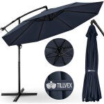Tillvex parasol dport bleu hexagonale 3m avec manivelle pare - soleil avec pied protection uv en aluminium ...