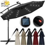 Tillvex ? parasol d�port� 300 cm avec manivelle ? �clairage led 32 lampes ? protection uv 50 + ? inclinaison ...