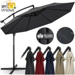 Tillvex parasol dport rouge hexagonale 3m avec manivelle pare - soleil avec pied protection uv en aluminium ...
