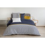 Home linge passion - parure de couette 3 pieces coton 57 fils bleu 240 x 260 cm - le tilt