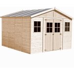 Timbela - abri de jardin en bois m330 - 16 m� - ext�rieur h246 x 418 x 420 cm - construction de panneaux ...