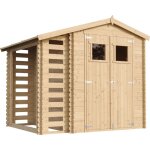 Abri de jardin en bois et range bches extrieur avec sol trait - extrieur i206xl272xh218 cm / 3, 53 ...