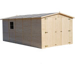 Timbela - garage en bois 15 m� - ext�rieures h222 x 516 x 324 cm - construction de panneaux en bois naturel ...