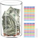 Tirelire en acrylique 12x16cm sans ouverture - grande bo�te d'�pargne transparente pour pi�ces et billets ...