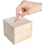 Tirelire en bois de pin 9, 5 x 9, 5 x 9 cm - bote  argent
