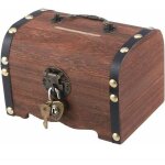 Tirelire de coffre au tr�sor en bois r�tro, petite bo�te en bois antique, tirelire d�corative, bo�te ...