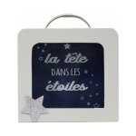 Tirelire déco enfant 'valise' 15cm blanc & gris Tirelire déco enfant 'valise' 15cm blanc & gris