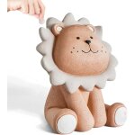 Tirelire pour enfants : lion en r�sine marron, cadeau pour gar�ons et filles, anniversaires, f�tes pr�natales, ...