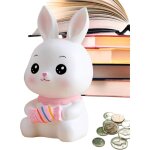 Tirelire lapin, banque de pi�ces de monnaie mignonne, statue de bureau incassable pour gar�ons et filles, ...