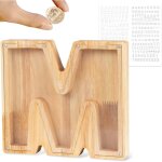 Tirelire personnalis�e en bois transparente avec lettres a � z, taille m, id�ale pour anniversaire ou ...