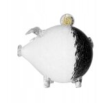 Tirelire en verre noir et blanc fissur�, cadeau de no�l