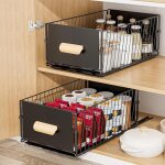 Tiroir coulissant cuisine, 24x40x17cm organiseurs de placards, pas besoin de percer panier coulissant ...