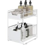 Tiroir de rangement sous �vier � 2 �tages pour cuisine et salle bain, panier coulissant en m�tal, bureau ...