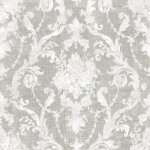Tissu obscurcissant motif grandes fleurs baroques ficelle 150 cm