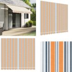 Tissu de remplacement pour auvent rayures multicolores 3x2, 5 m - auvent - remplacement de toiture