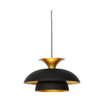 Titus - suspension avec abat - jour - 1 lumi�re - � 500 mm - noir et or - moderne - �clairage int�rieur ...