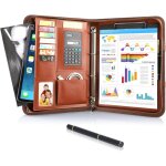 Porte document a4 en cuir avec fermeture �clair �tanche avec classeur � anneaux, bloc - notes, porte ...