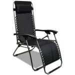 Chaise longue inclinable, transat en textilne de jardin, 165 x 112 x 65 cm, noir, textilne, avec coussin, ...