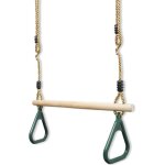 Todeco - trapze en bois, balanoire avec anneaux de gymnastique, vert, 200 cm, matriau: plastique (pp, ...
