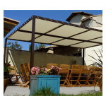 Toile d'ombrage pergola 5x4m imperm�able avec ?illets � poser sur une structure couleur: cr�me