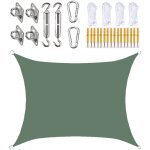 Toile d'ombrage rectangulaire 200x200cm avec corde et accessoires, taux d'ombrage de 95%, pour jardin, ...