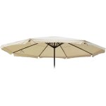 Toile pour parasol meran pro, parasol de march� gastronomique avec volant � 5m, polyester cr�me