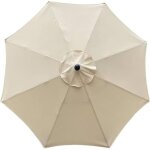Toile de rechange parasol 8 baleines diam�tre 3m tissu de remplacement imperm�able r�sistant aux uv beige ...