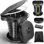 Toilette portable camping avec couvercle, wc portable avec sac poubelle, toilettes s�ches, pour le camping, ...