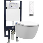 Toilettes wc japonaises suspendus cramique blanc + bti - support, tlcommande, filtre odeur, schoir ...