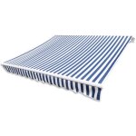Toit d'auvent toile bleu et blanc 6x3 m (cadre non inclus) - inlife