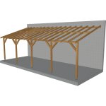 Toit de terrasse 8x3 - pente 30% - bois massif trait cl3 marron - durable + vis & pieds de poteaux rglables ...