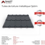 Tle imitation tuile de couverture - modle optim couleur gris anthracite ral 7016 epaisseur 0, 4mm dimensions ...