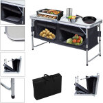 Tolletour 120 x 47 x 68 cm cuisine de camping pliable 2 tables ? armoire de camping cuisine d'ext�rieur ...